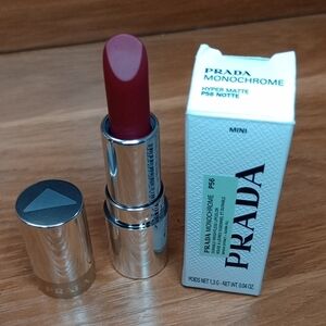 Prada Mini Monochrome Hyper Matte Lipstick P56 Notte - Deep Burgundy Red